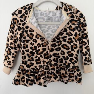 Posh Peanut Leopard Print Zip Up Hoodie baby girl size 6-12m